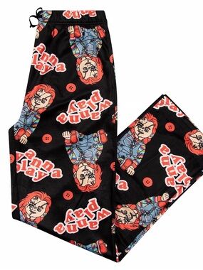 NWT Adult Large Black Chucky Print Pajama Pants - Super soft